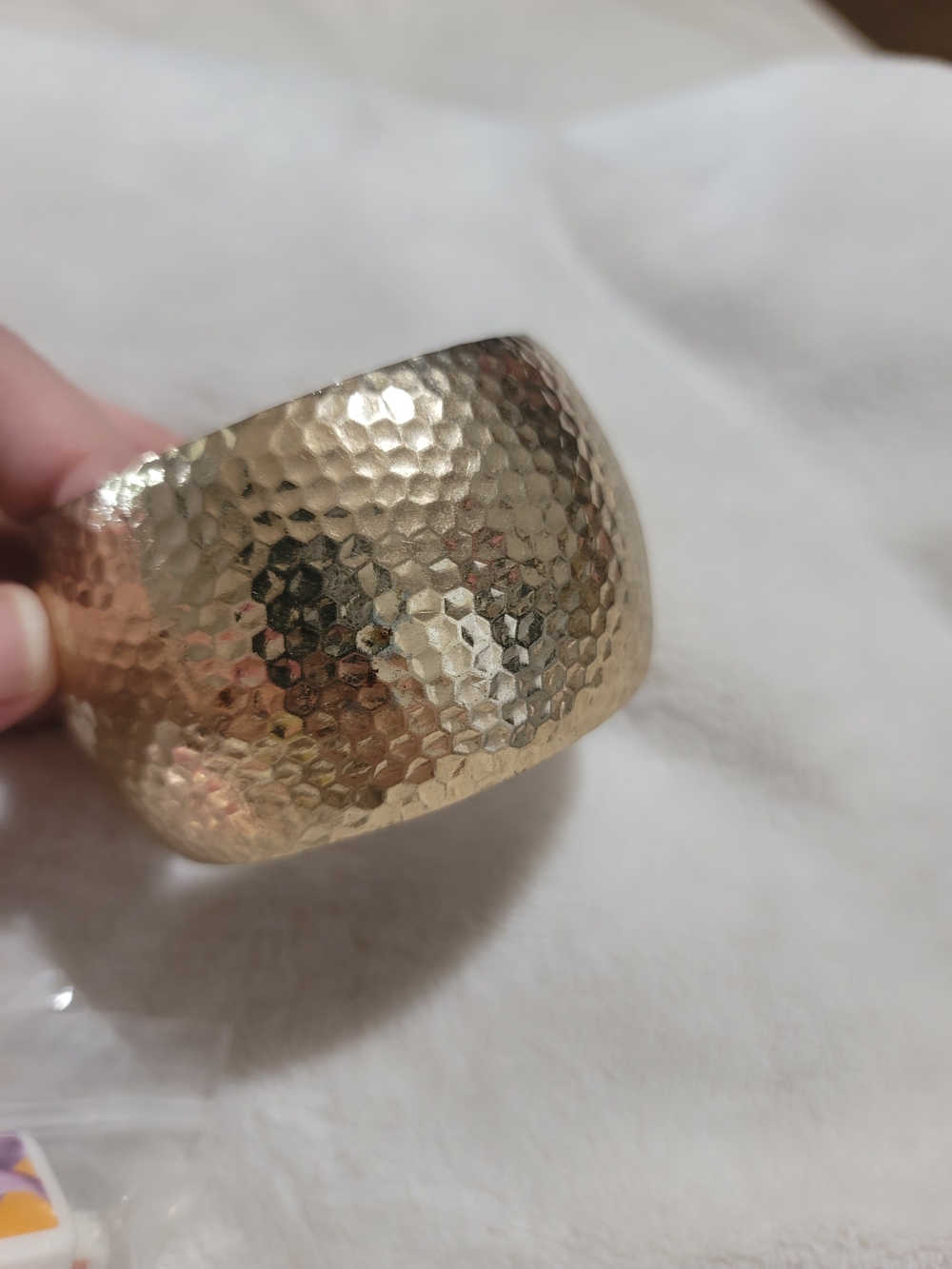 Vintage 80s Gold Hammered Cuff Bracelet Women's Fashion Accessory